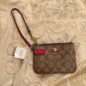 Coach Brown Canvas Wrist Wallet